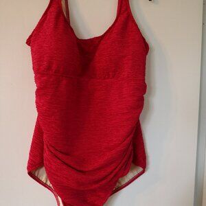 CHLORINE RESISTANT KRINKLE TEXTURED SOLID EMPIRE MIO PLUS SIZE ONE PIECE